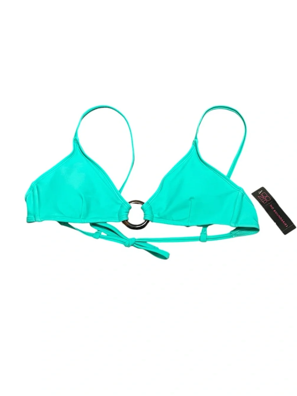 No Boundaries Teal O-Ring Triangle Bikini Top